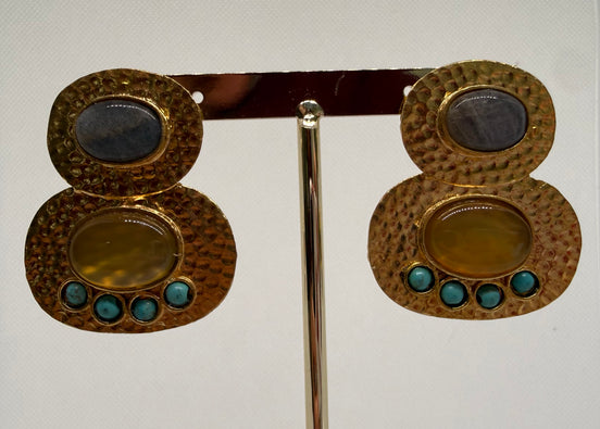 Natural Stone Disc Earrings