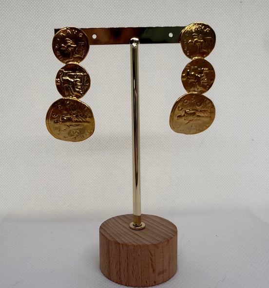 Vintage Coin Golden Earrings