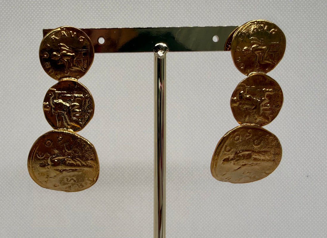 Vintage Coin Golden Earrings