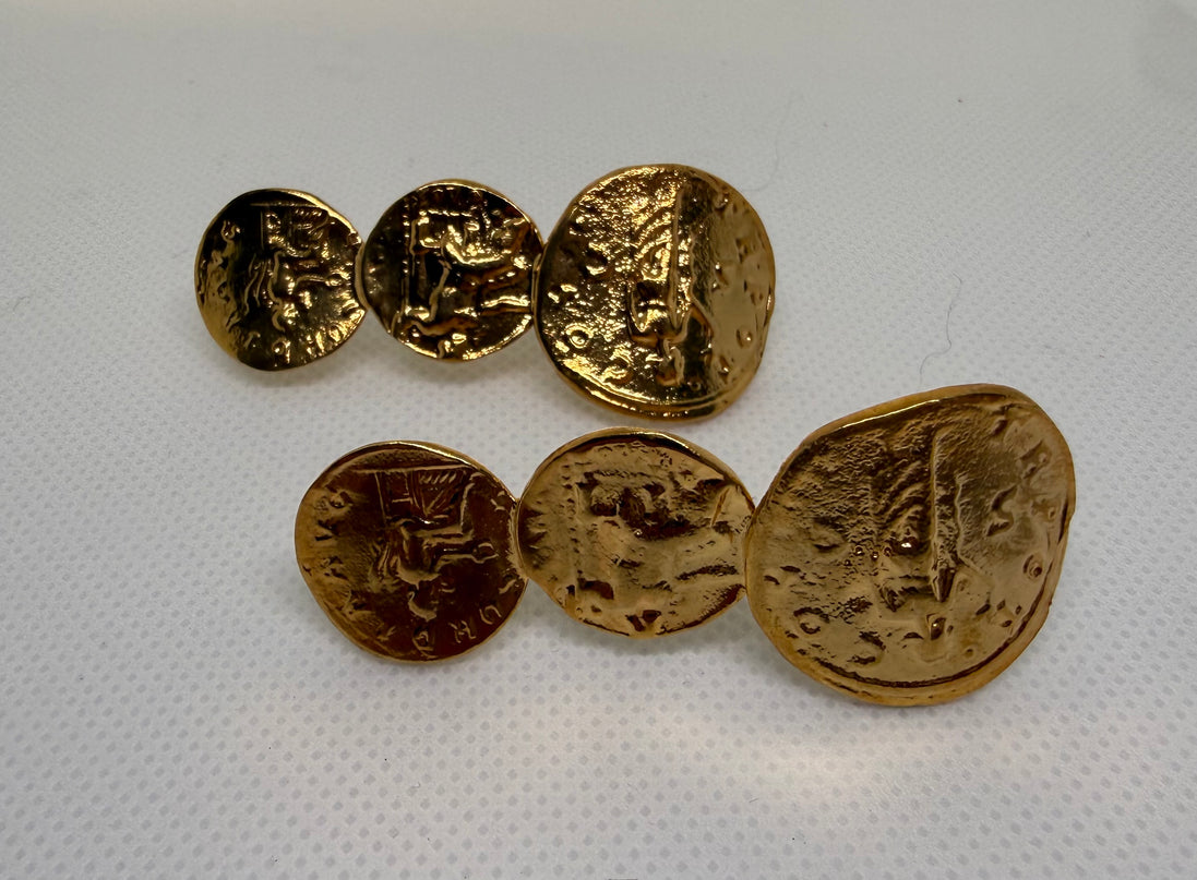 Vintage Coin Golden Earrings