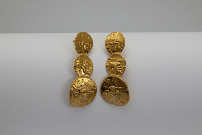 Vintage Coin Golden Earrings