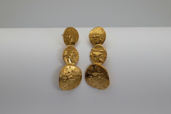 Vintage Coin Golden Earrings