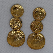 Vintage Coin Golden Earrings