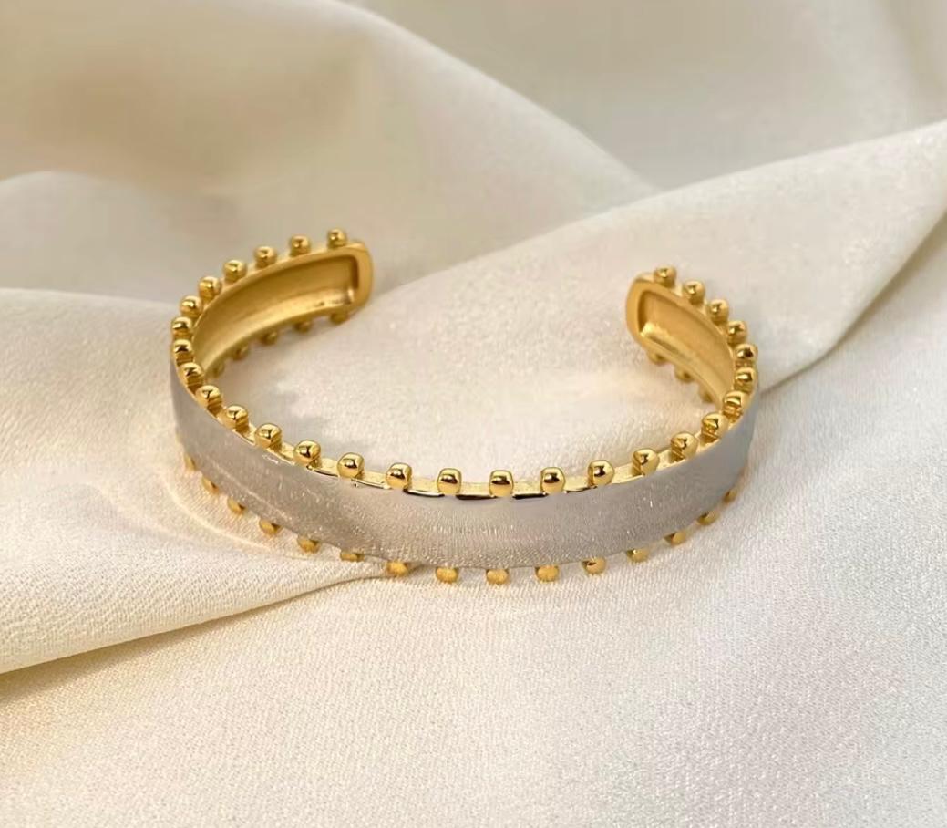 Gold and Silver Beaded Bangle