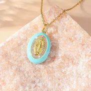Virgin Mary Enamel Necklace