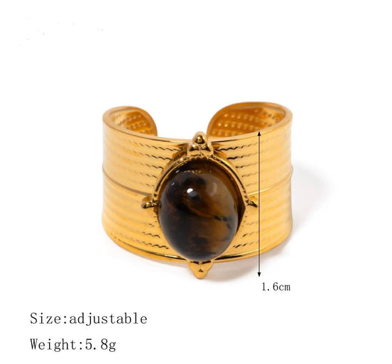 Gold Ring Brown Stone