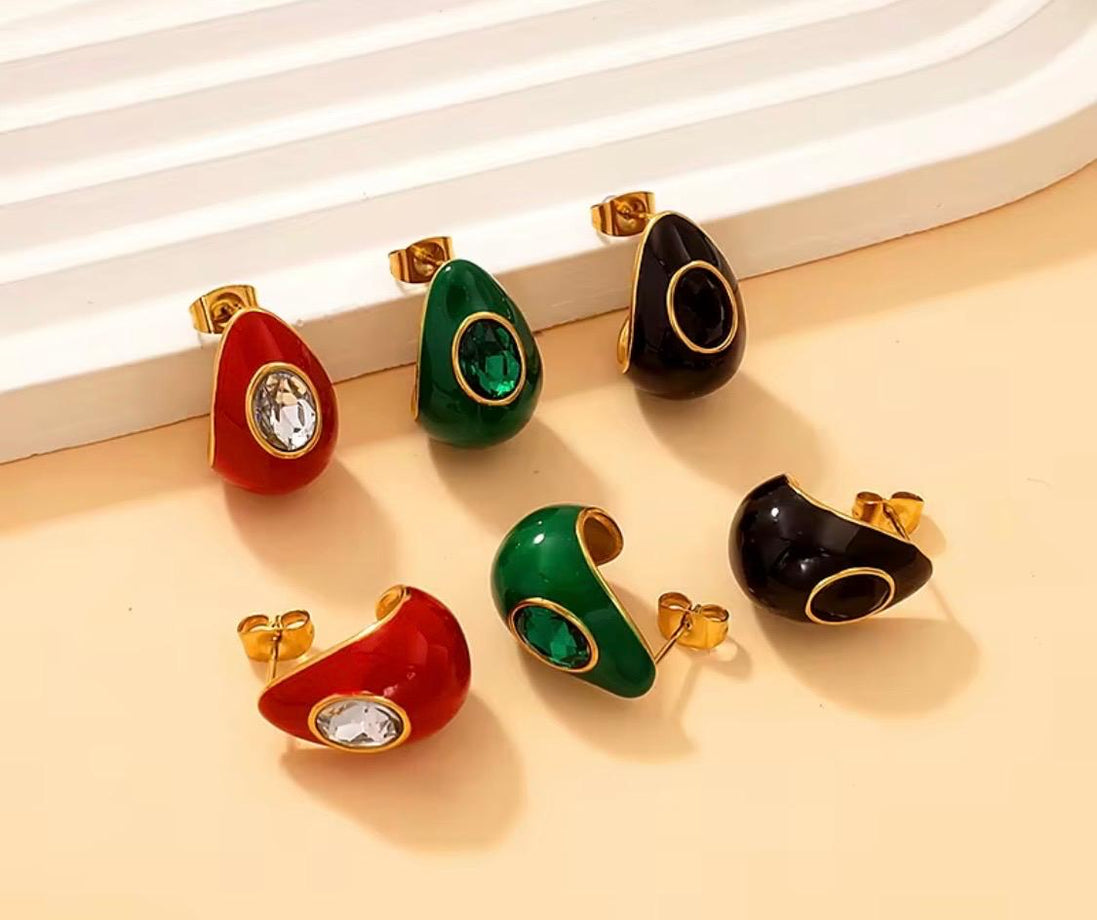 Waterdrop Enamel Earrings