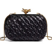 Woven Leather Hard Clutch