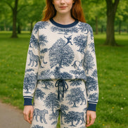 Fluid Jungle Print Knit Trousers