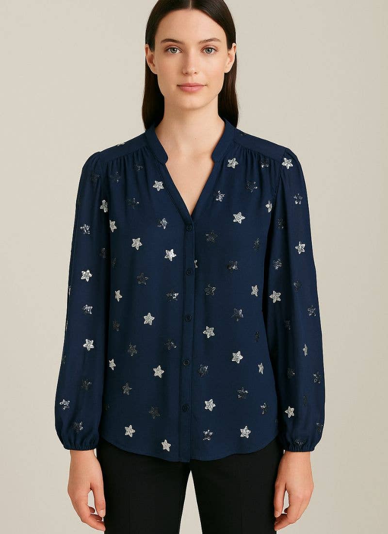 Sequin Stars Navy Shirt