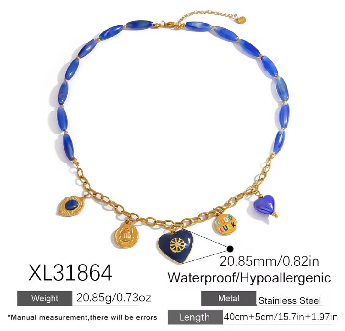 Ocean Blue Necklace with charms