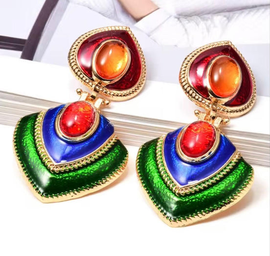 Large Enamel Rainbow Earrings