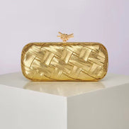 Woven Leather Rectangular Clutch
