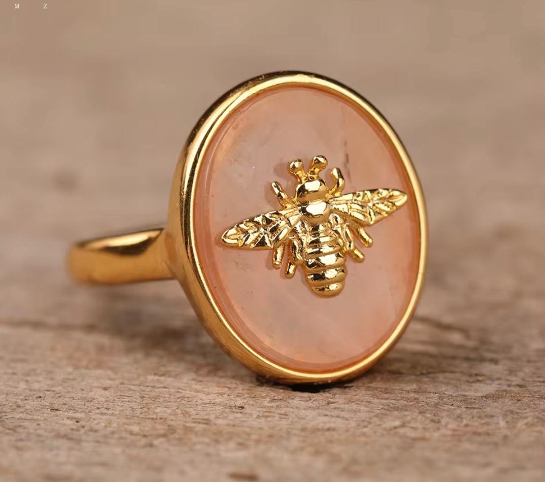 Natural Stone Bee Ring