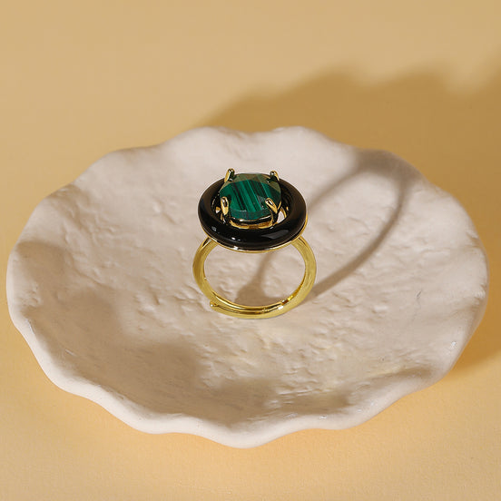 Malachite and Agate Ring