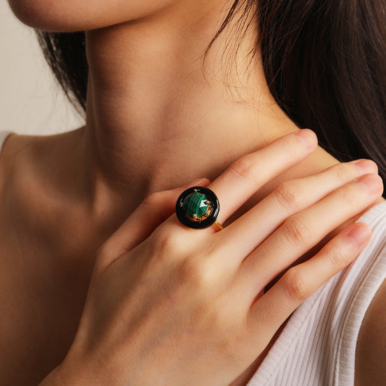 Malachite and Agate Ring