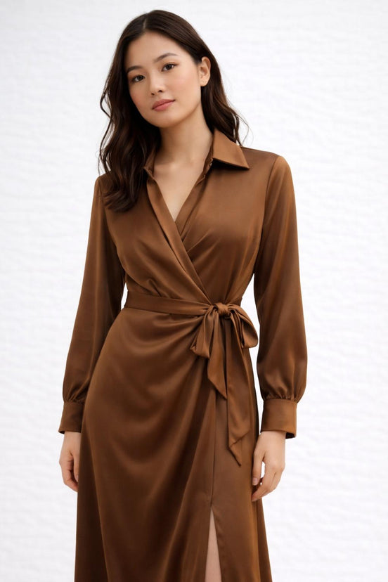 Satin Wrap Dress