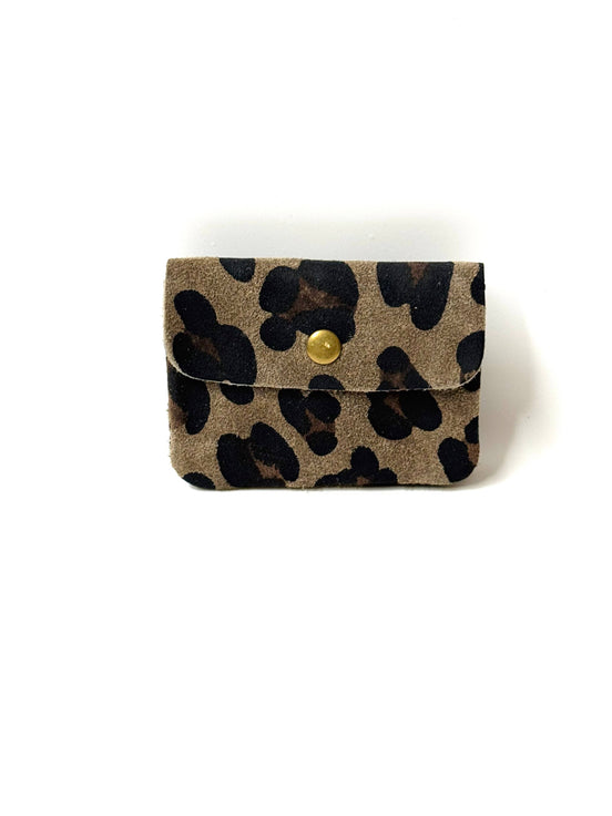 Leopard Print Suede Coin Purse