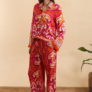Loose Printed Shirt and Pants Set
