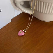 Enamel Heart Pendant Chain