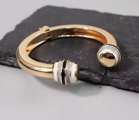 Gold and Enamel Ball Bangle