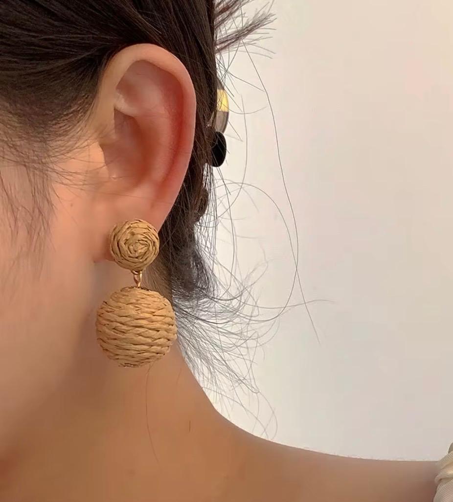 Ball Rafia Earrings