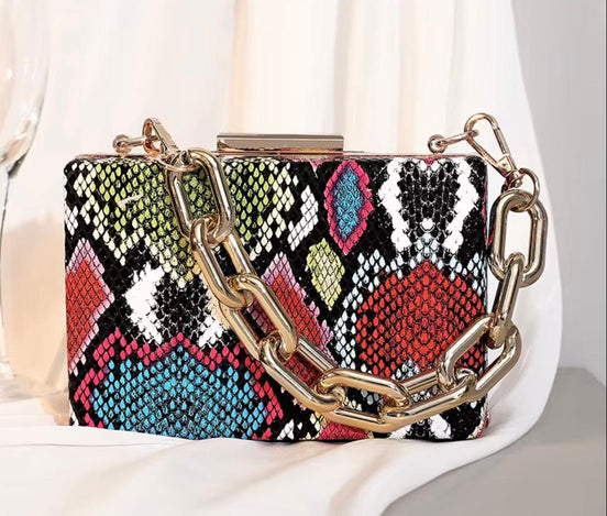 Snake Pattern Handbag & Clutch