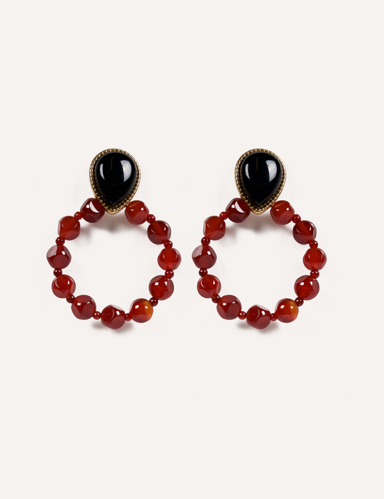 Black and Red Hoop Earrings