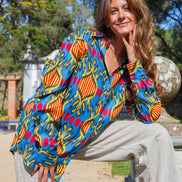 Blue Ikat Button Up Shirt