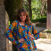 Blue Ikat Button Up Shirt