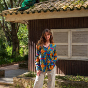 Blue Ikat Button Up Shirt