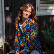 Blue Ikat Button Up Shirt