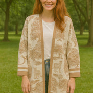 Jungle Print Long Knitted Cardigan