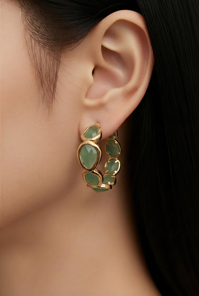 Blue Stone Hoops