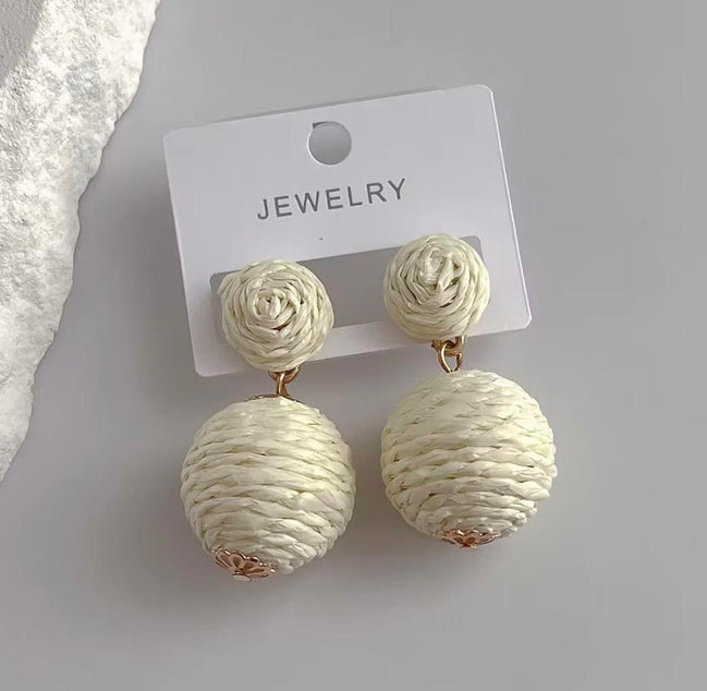 Ball Rafia Earrings