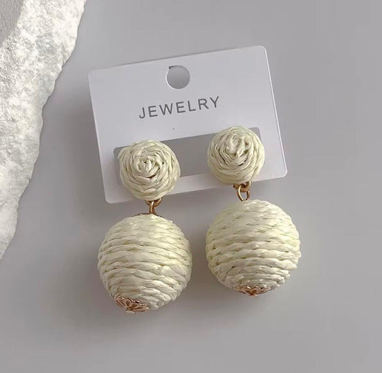 Ball Rafia Earrings