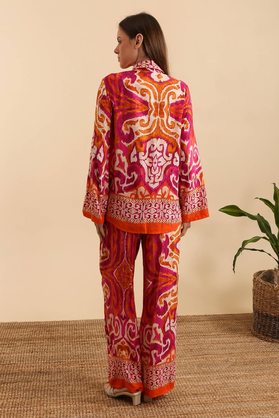 Loose Printed Shirt and Pants Set