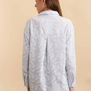 Floral Embroidery Striped Shirt
