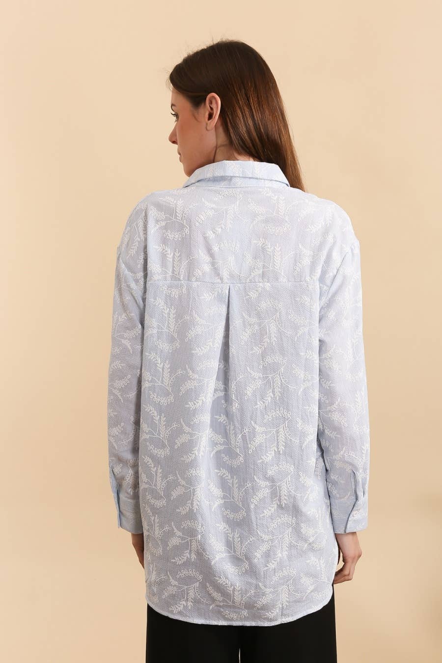 Floral Embroidery Striped Shirt