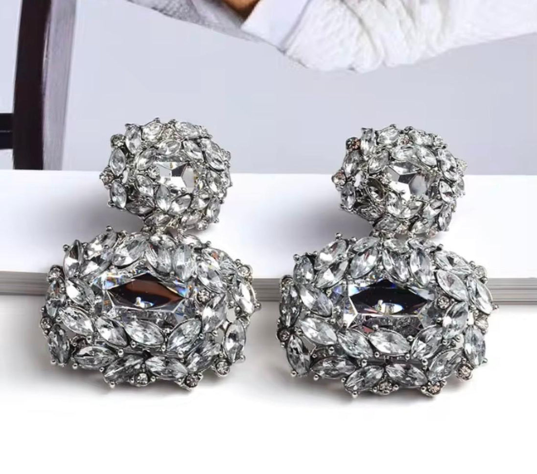 Silver Crystal Earrings