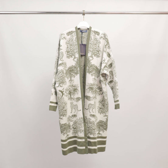 Jungle Print Long Knitted Cardigan