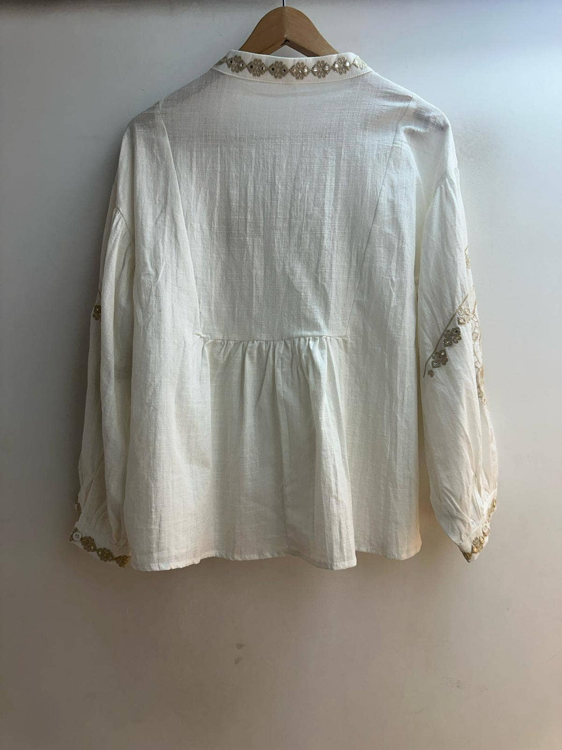Bohemian and Bordered Cotton Blouse