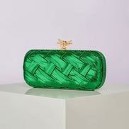 Woven Leather Rectangular Clutch