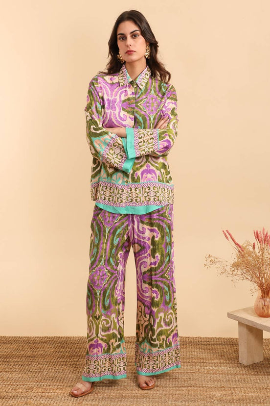 Loose Printed Shirt and Pants Set