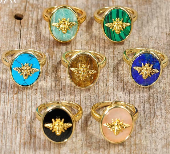Natural Stone Bee Ring
