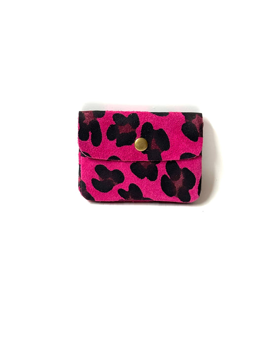 Leopard Print Suede Coin Purse
