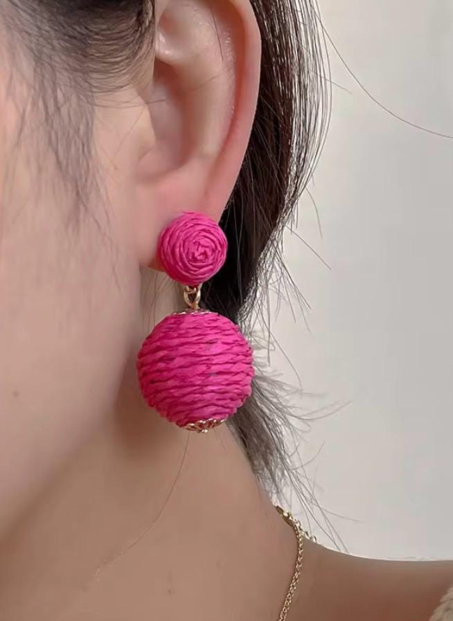 Ball Rafia Earrings