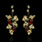 Black and Gold Flower Earrings