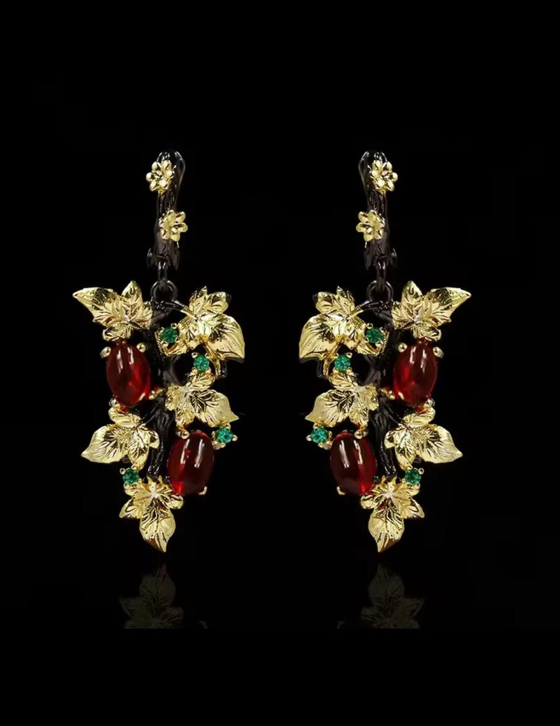 Black and Gold Flower Earrings