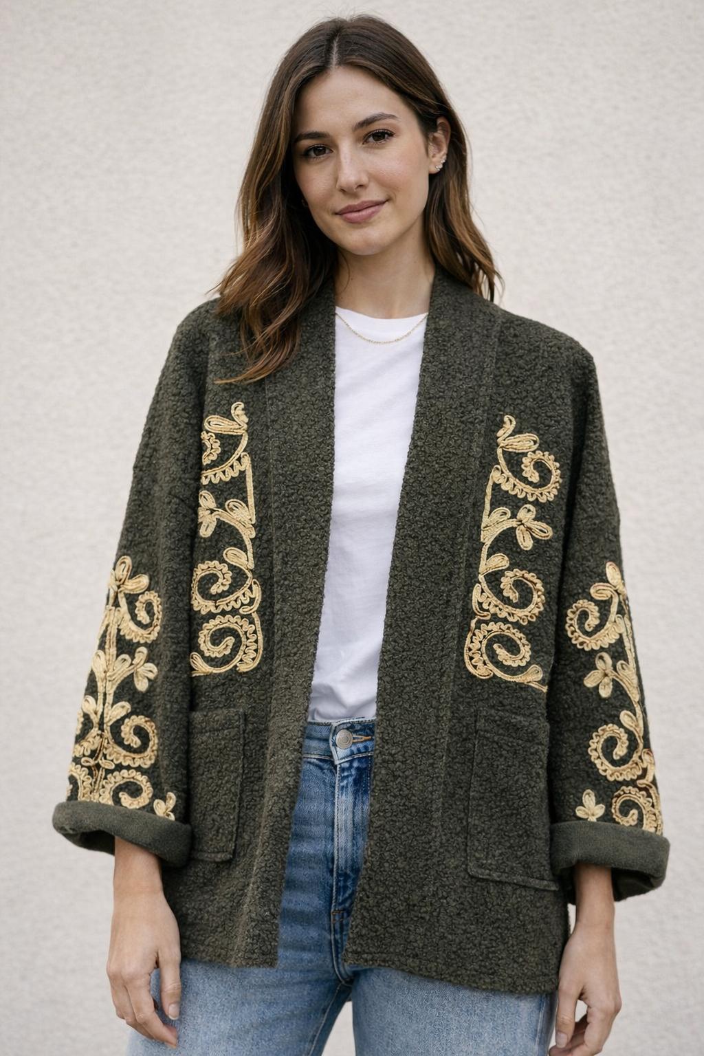 Open Cardigan Embroidered